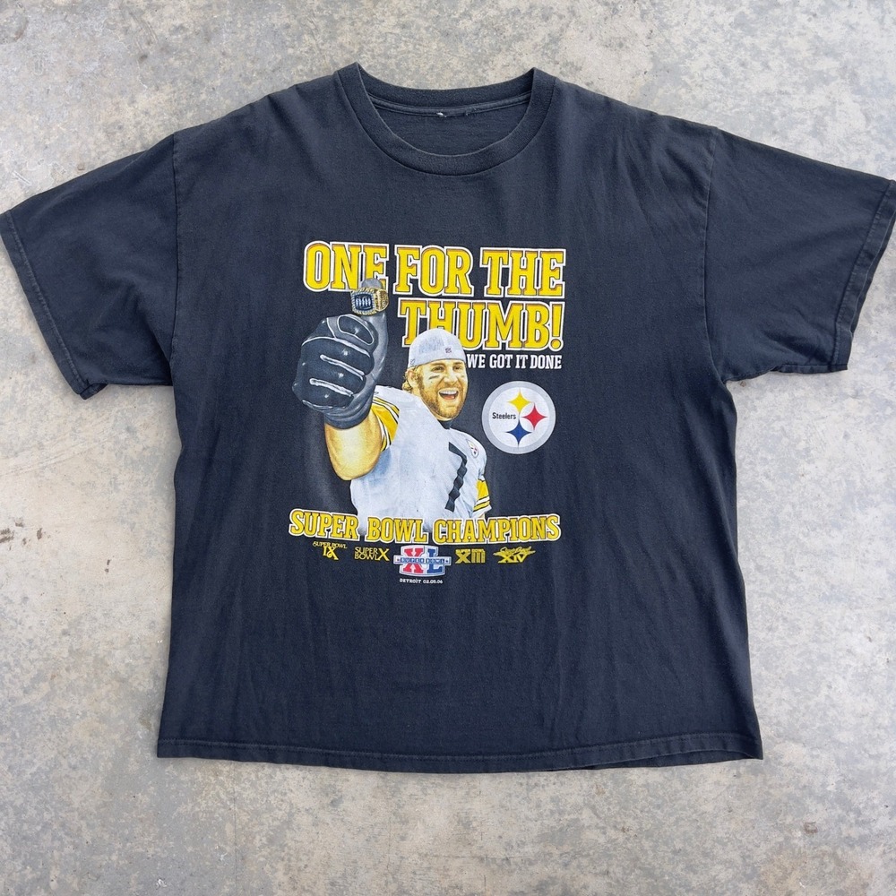 Pittsburgh Steelers Ben Roethlisberger NFL T-Shirt Men XL‎ Black Super Bowl XL